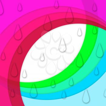 Colorful Curves Background Showing Sloping Lines And Water Drops
