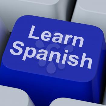Learn Spanish Key Showing Studying Language Online