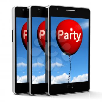 Party Balloon Phone Representing Parties Events and Celebrations