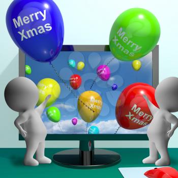 Balloons With Happy Xmas Shows Online Greeting
