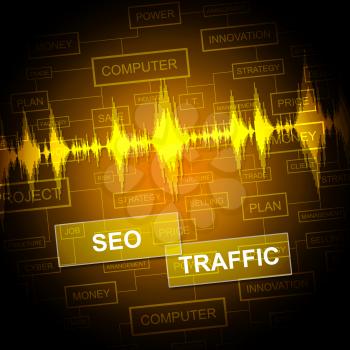Seo Traffic Representing Search Engines And Optimize