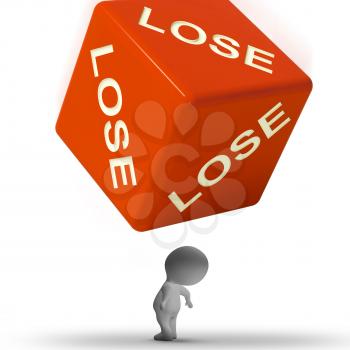 Lose Dice Representing Defeat Failure And Loss