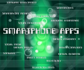 Smartphone Apps Showing Application Software And Words