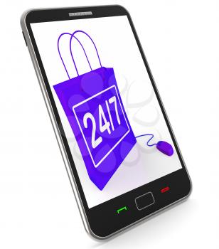 Twenty-four Seven Bag Representing Online Shopping Availability