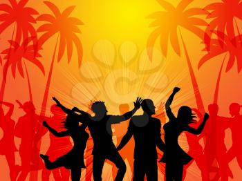 Tropical Island Showing Disco Dancing And Party