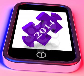 2014 On Smartphone Showing Forecasts For New Year