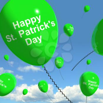 St Patrick's Day Balloons Showing Irish Party Celebration Or Festivals