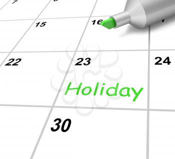 Holiday Calendar Showing Downtime And Day Off