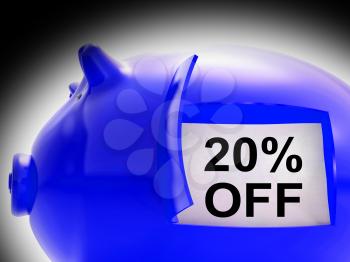 Twenty Percent Off Piggy Bank Message Showing 20 Discount