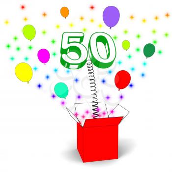 Number Fifty Surprise Box Meaning Creative Celebration Or Colourful Party