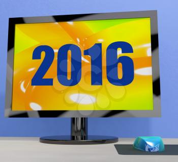 Two Thousand And Sixteen On Monitor Showing Year 2016