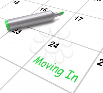 Moving In Calendar Showing New House Or Place Of Residence