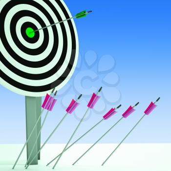 Arrow On Dartboard Showing Efficiency And Accuracy