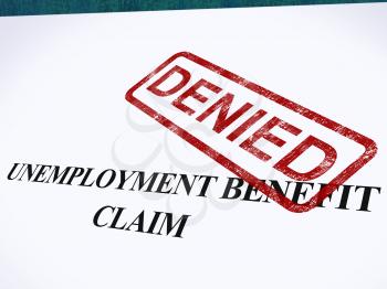 Unemployment Benefit Claim Denied Stamp Showing Social Security Welfare Refused