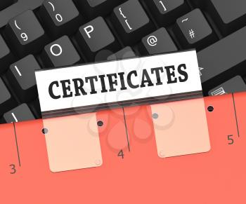 Certificates File Indicating Diploma File 3d Rendering