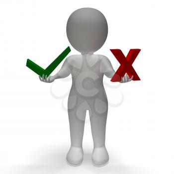 Tick And Cross Symbols Show Choice Or Decision