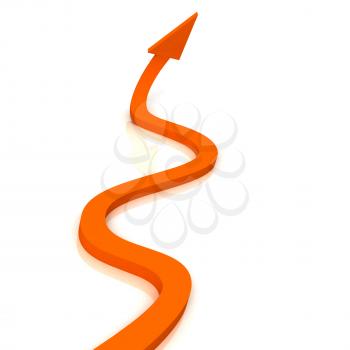 Orange Wavy Arrow Showing Success, Growth and Achievement