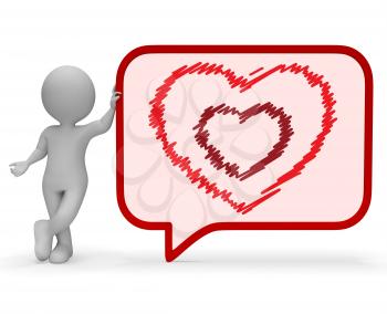 Heart Speech Bubble Meaning Valentine Day 3d Rendering