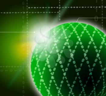 Green Ornamented Sphere Background Showing Geometrical Art And Digital Design