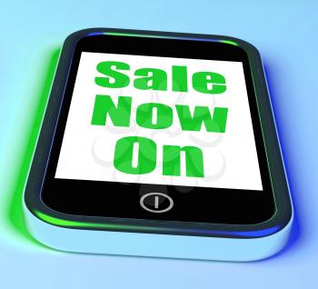 Sale Now On Phone Showing Promotional Savings Or Discounts
