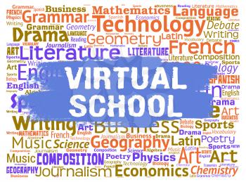 Virtual School Showing Web Site And Online Learning