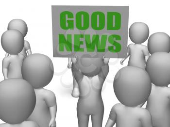 Good News Board Character Meaning Receiving Great News And Positive Correspondence