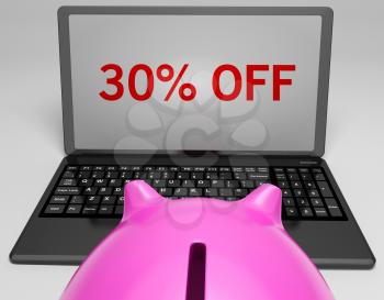 Thirty Percent Off On Notebook Shows Savings And Bonuses