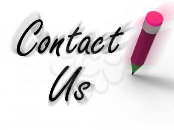 Contact Us Sign with Pencil Displaying Customer Care