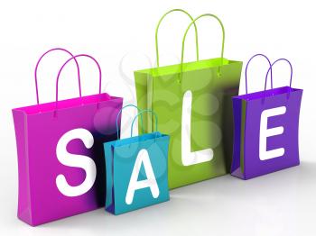 Sale On Shopping Bags Showing Bargains And Promotion