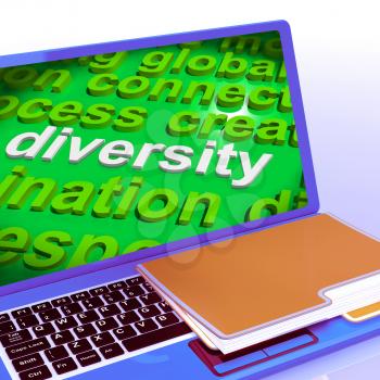 Diversity Word Cloud Laptop Showing Multicultural Diverse Culture