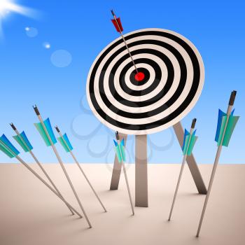Arrow On Dartboard Showing Successful Shot Or Precise Aim