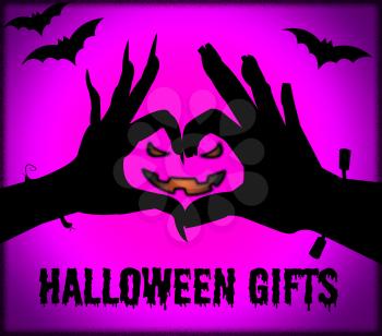 Halloween Gifts Showing Trick Or Treat And Presents Gift-Box