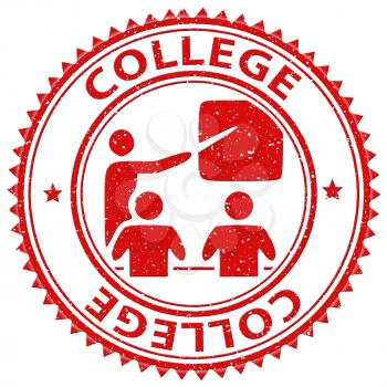 College Stamp Showing Print Study And Education