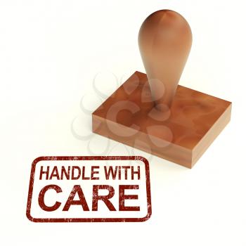 Handle With Care Stamp Showing Fragile Product