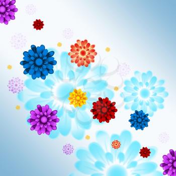 Colorful Flowers Background Showing Flowery And Growth
