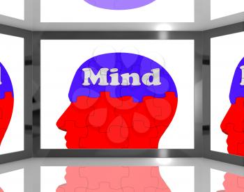Mind On Brain On Screen Showing Human Capacities And Thoughts