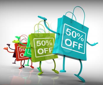 Fifty-Percent Off Bags Showing Sales, Bargains, and Discounts