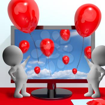 Balloons Coming Out Of Screen For Online Celebrations