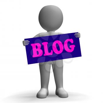 Blog Sign Character Showing Blogging And Social Media
