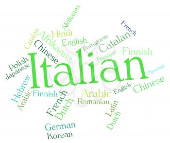 Italian Language Indicating Text Translator And Speech