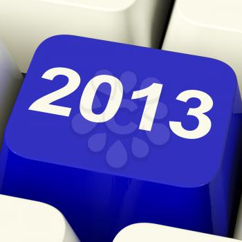 2013 Key On Keyboard Representing Year Two Thousand Thirteen
