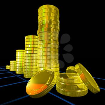 Pile Of Coins Shows Monetary Success Or Investment