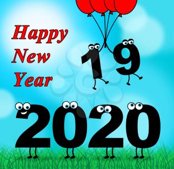 Two Thousand Twenty Indicating 2020 New Year 3d Illustration