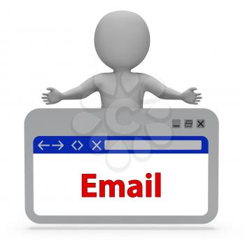 Email Webpage Showing Send Message And Postal 3d Rendering