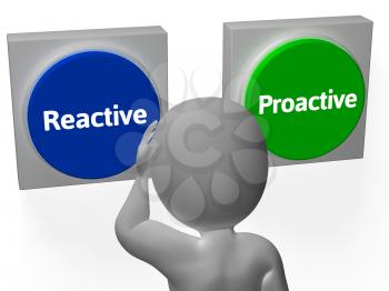 Reactive Proactive Buttons Showing Taking Charge Or Inaction