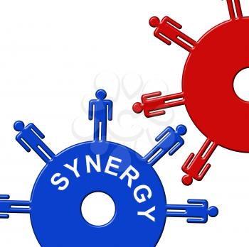 Synergy Cogs Representing Working Together And Partners