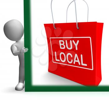 Buy Local Shopping Bag Showing Buy Nearby Trade