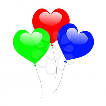 Colourful Heart Balloons Showing Anniversary Party Or Celebration