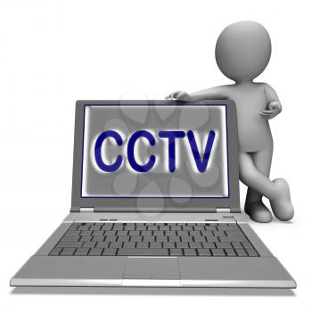CCTV Laptop Showing Surveillance Protection Or Monitoring Online