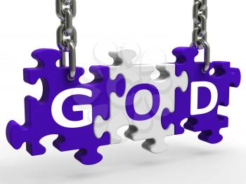 God On Puzzle Showing Prayers Gods Or Religion